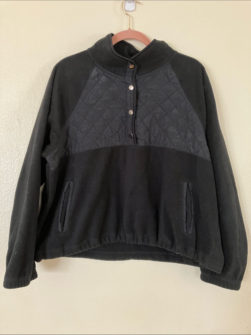Kyodan Outdoor Black Fleece Quilted Pullover, XXL